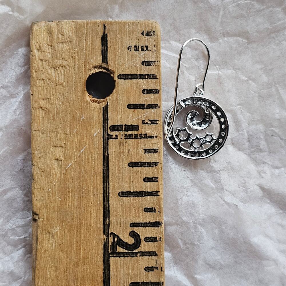 Sterling Silver 925 and Cubic Zirconia White Crystal Drop Dangle Hook Earrings - Picture 5 of 5